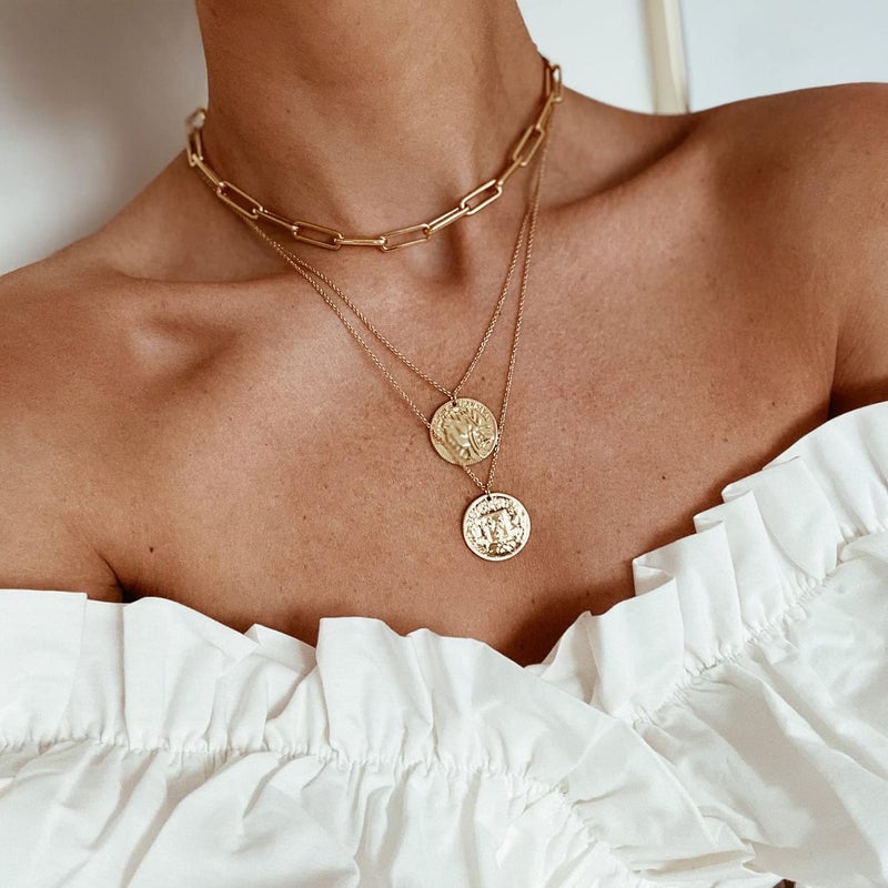 Tewiky Gold Chain Necklace for Women, 14k Gold Plated Thin Beaded Wave Box Chain Necklace Dainty Gold Necklace Simple Layered Gold Choker Necklaces Minimalist Gold Link Chain Necklace Trendy Jewelry for Women - Image 4